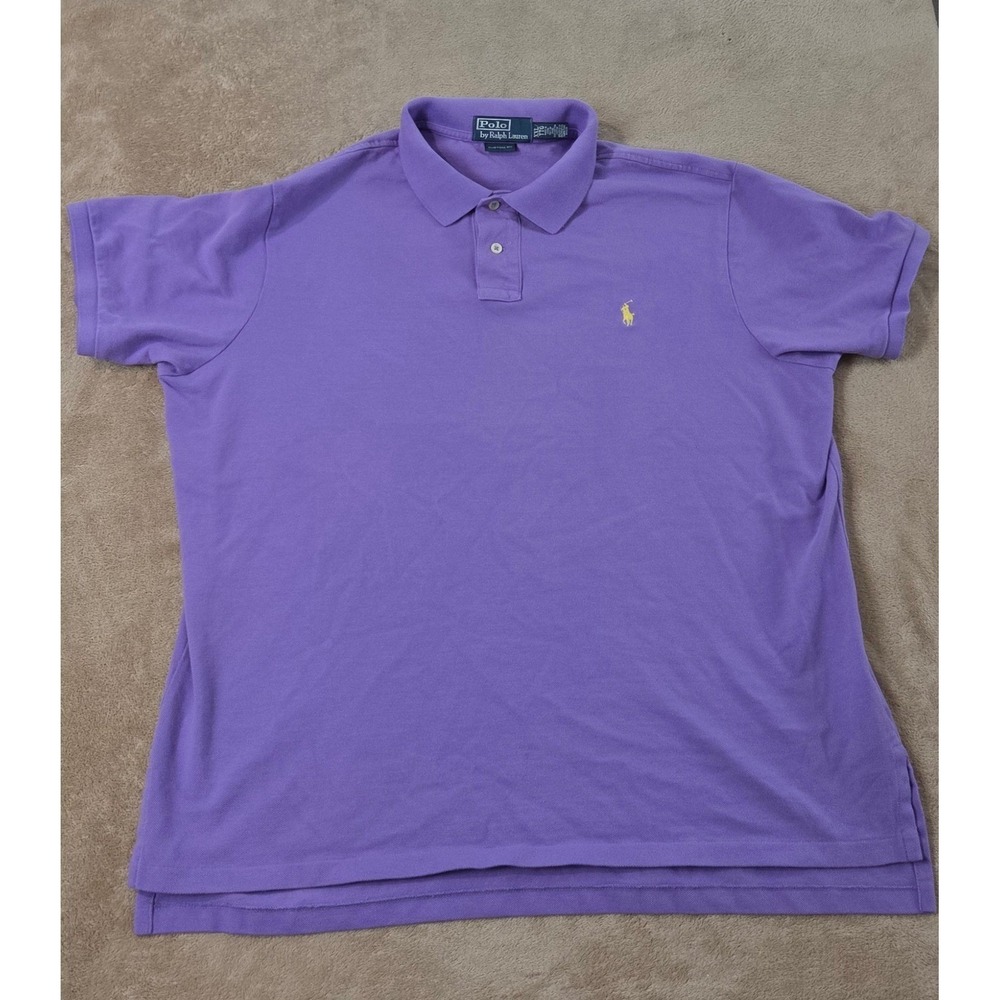 Vintage Polo Ralph Lauren Polo Shirt Mens Size 2XL Purple Mesh Short Sleeve